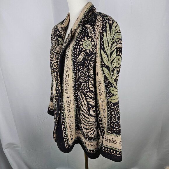 Unge-Potch-Ket Medium Tapestry Jacket By Its Outta The Bag, Birds Black Artsy - Picture 5 of 9